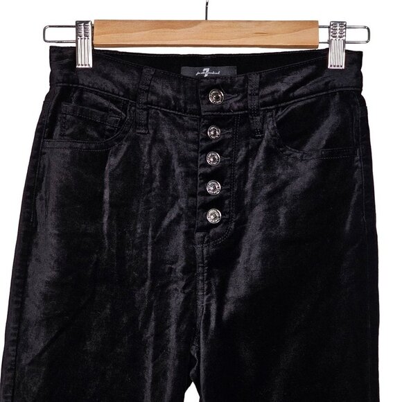 7 For All Mankind High-Waist Skinny Velvet Pants Button Fly Black Women Size 25 - Picture 16 of 16